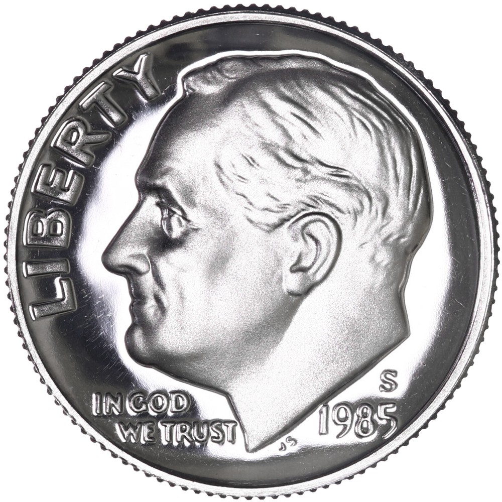1985 S Roosevelt Dime Gem DCam Proof CN-Clad