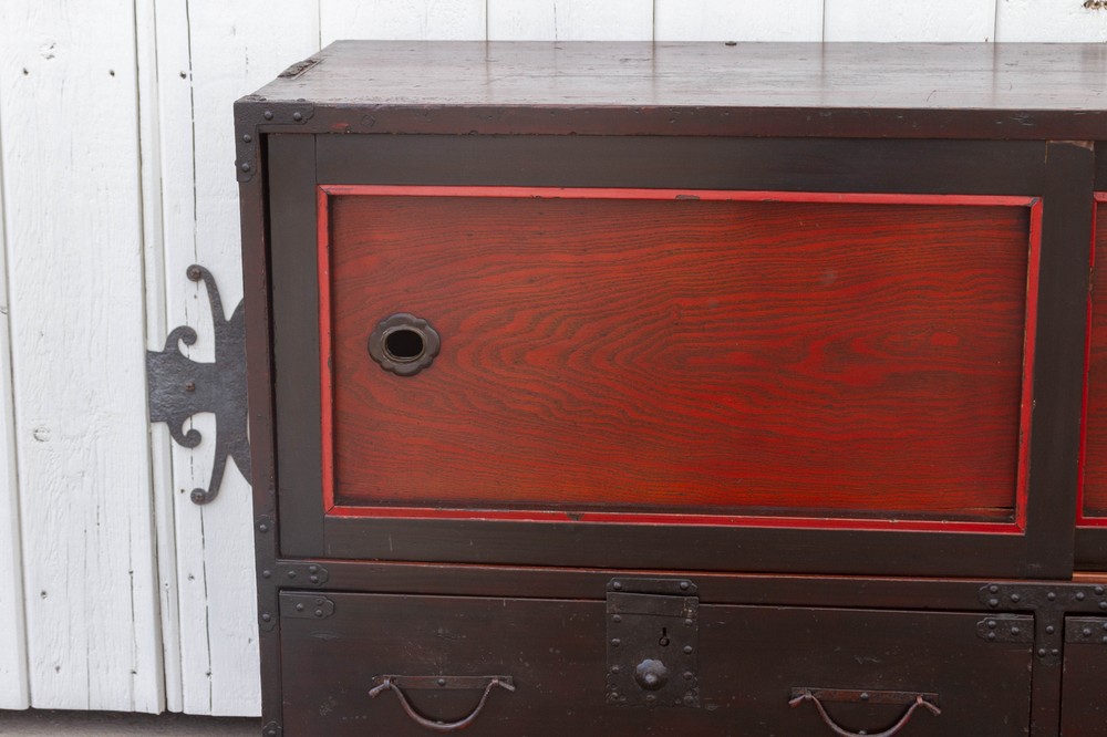 Mixed Wood Antique Tansu Cabinet