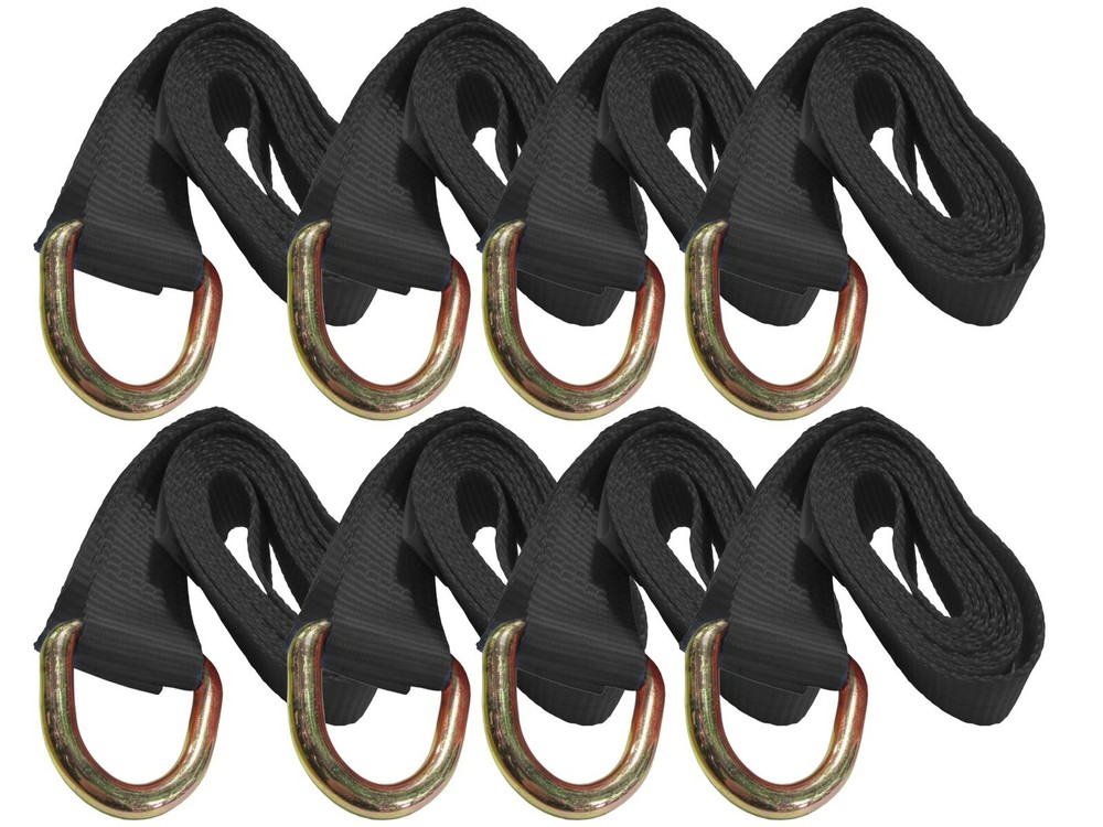 Tie Down Lasso Strap D Ring 2" x 10 FT for Wheel Lift Trailer Cargo 8 Pack Auto