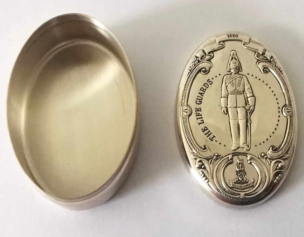 Two Vintage Solid Silver Guards Regiments Boxes - The Life Guards - London 1979