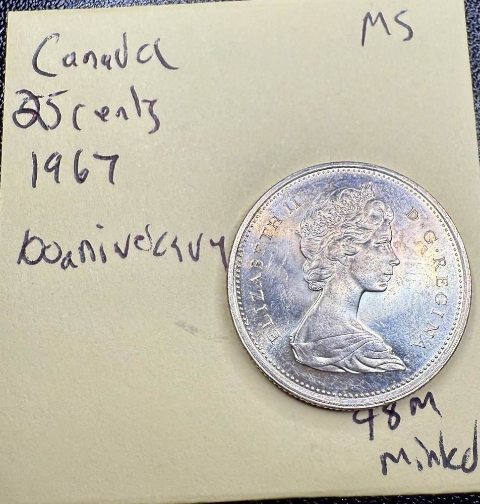 1967 Canada Silver Quarter • Centennial Lynx • Brilliant