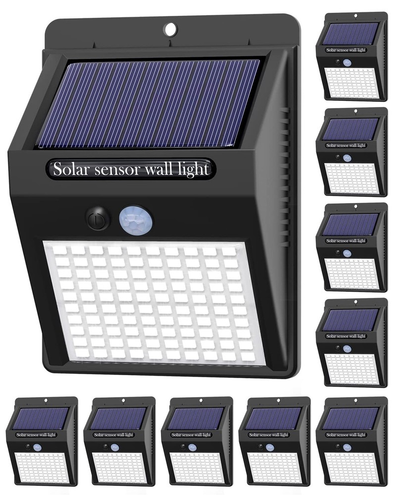 10 Pack Outdoor Solar Lights, 3 Modes/100LED Wireless Solar Security Lights w...