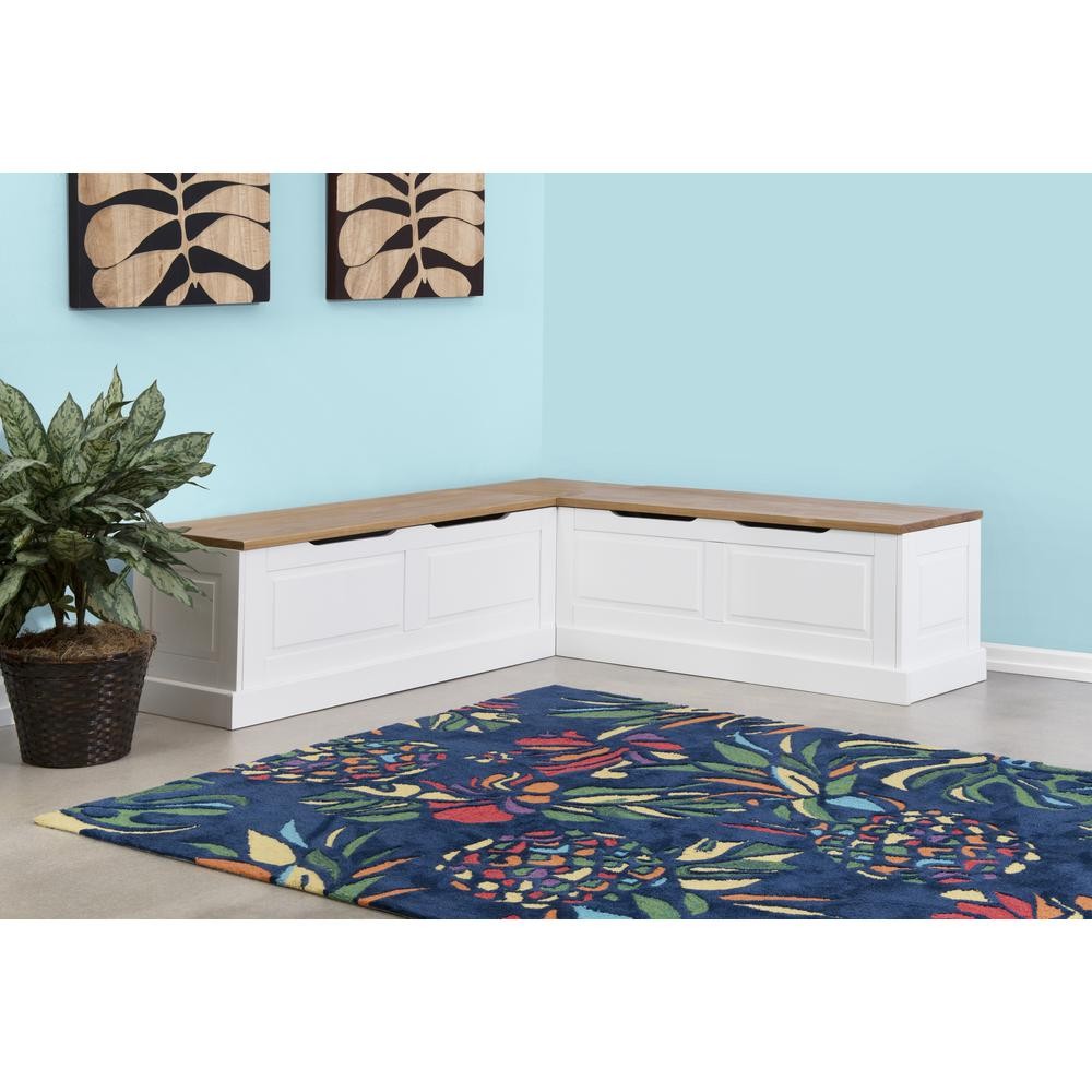 Tobin Backless Two Tone Breakfast Nook, Natural And White