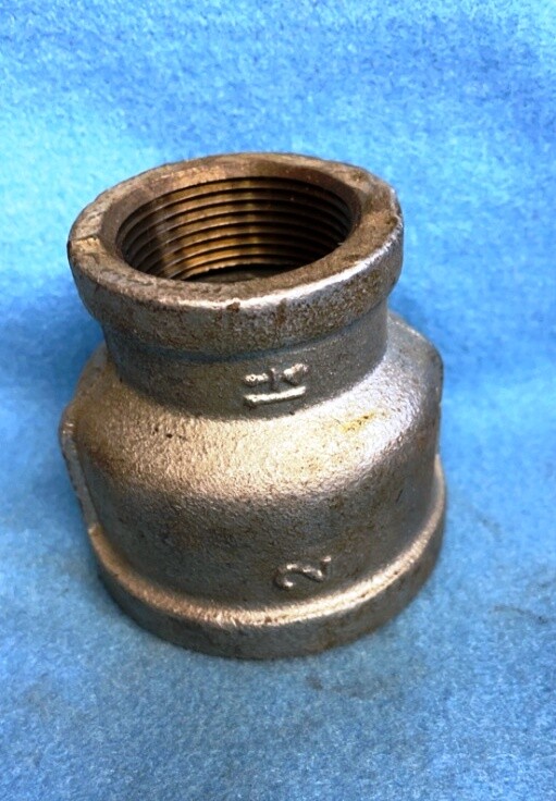 GALVANIZED MALLEABLE IRON REDUCING COUPLING 2" X 1-1/4"