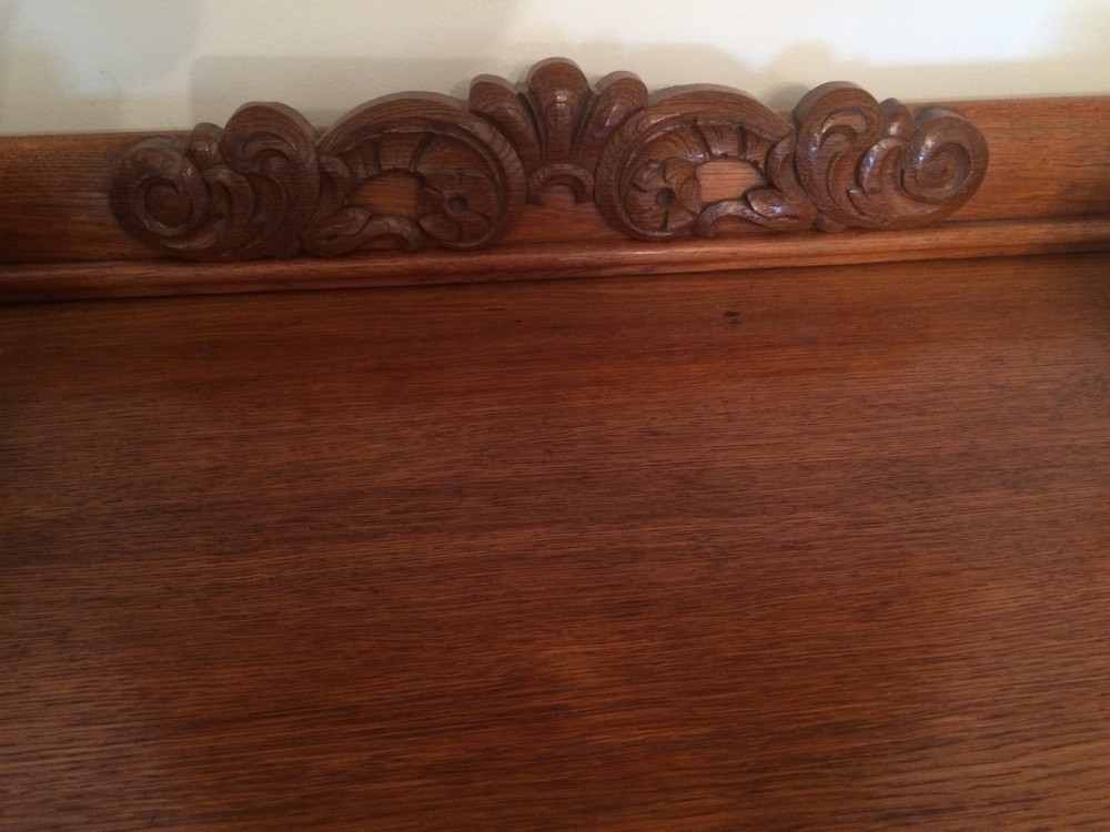 SOLID OAK BUFFET CARVED INLAID