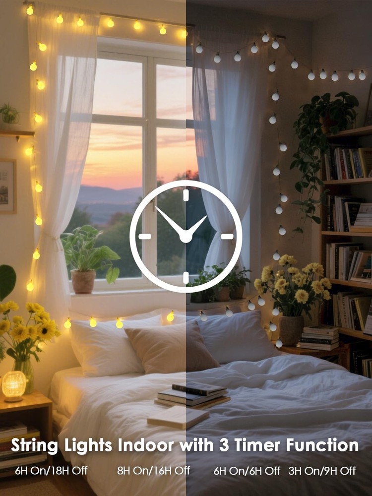 Connectable 43FT 100LED Globe String Warm White 1 Pack(100 LED with Remote)