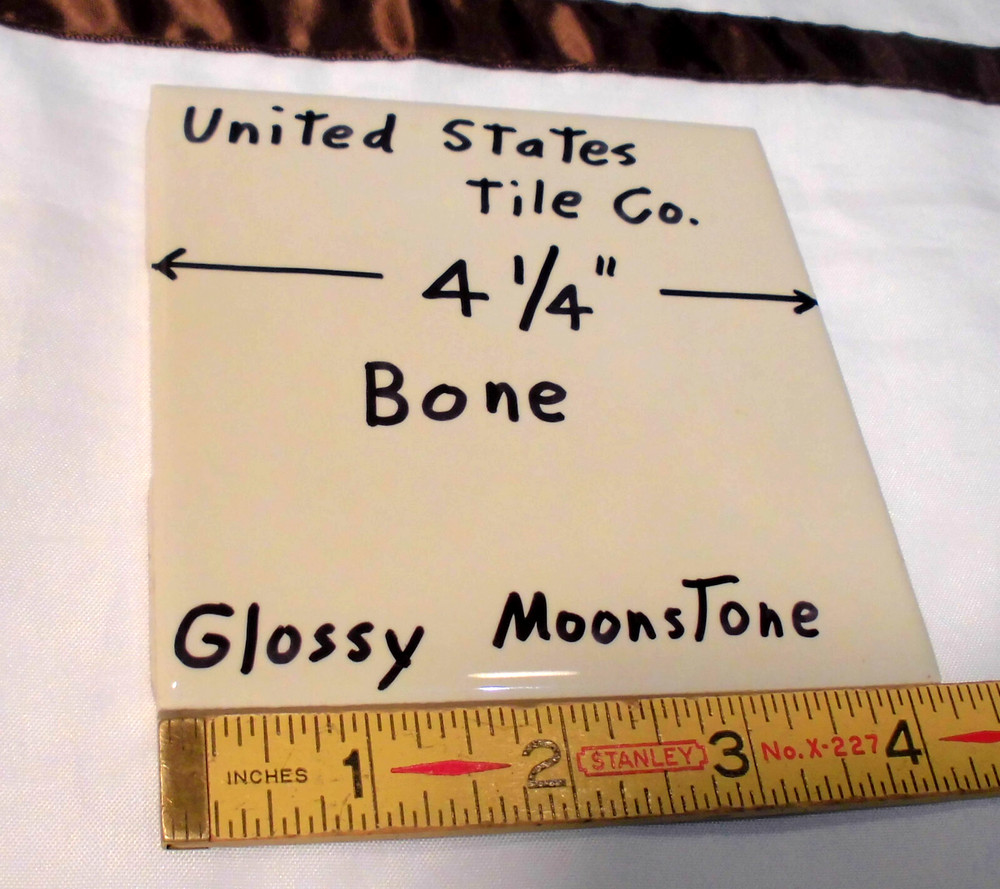 1 pc. Gloss Bone: 4-1/4" Ceramic Tile New Stock: Bumpy-Ripple Textured Surface