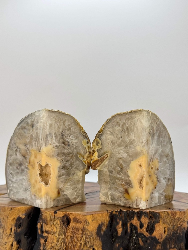 Brazilian Agate Bookends with Druzy