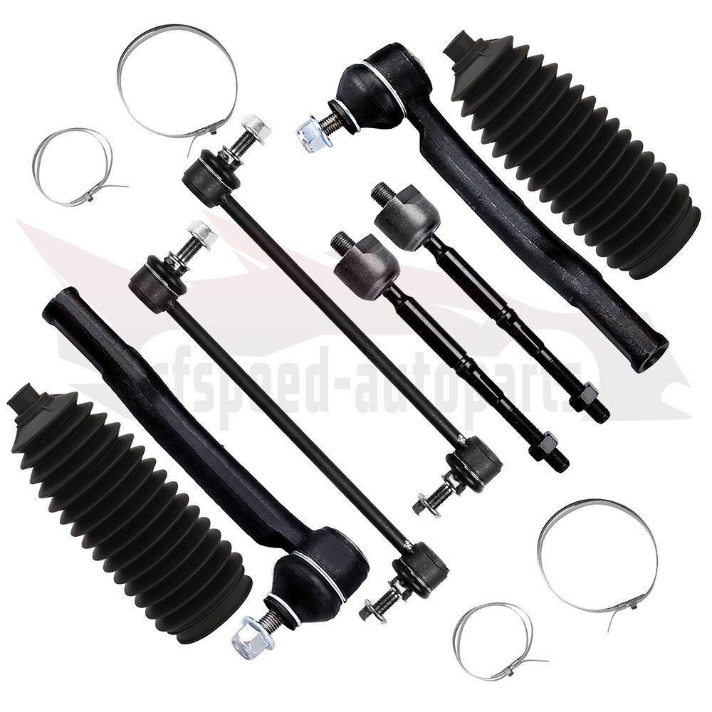 8PCS Front Sway Bars Inner Outer Tie Rod End Linkage For 2007-2012 Nissan Versa