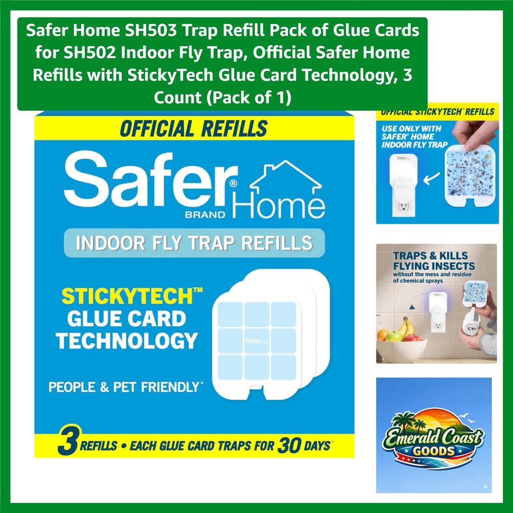 Safer Home SH503 Glue Card Refills - Effective Indoor Insect Trapping Solution