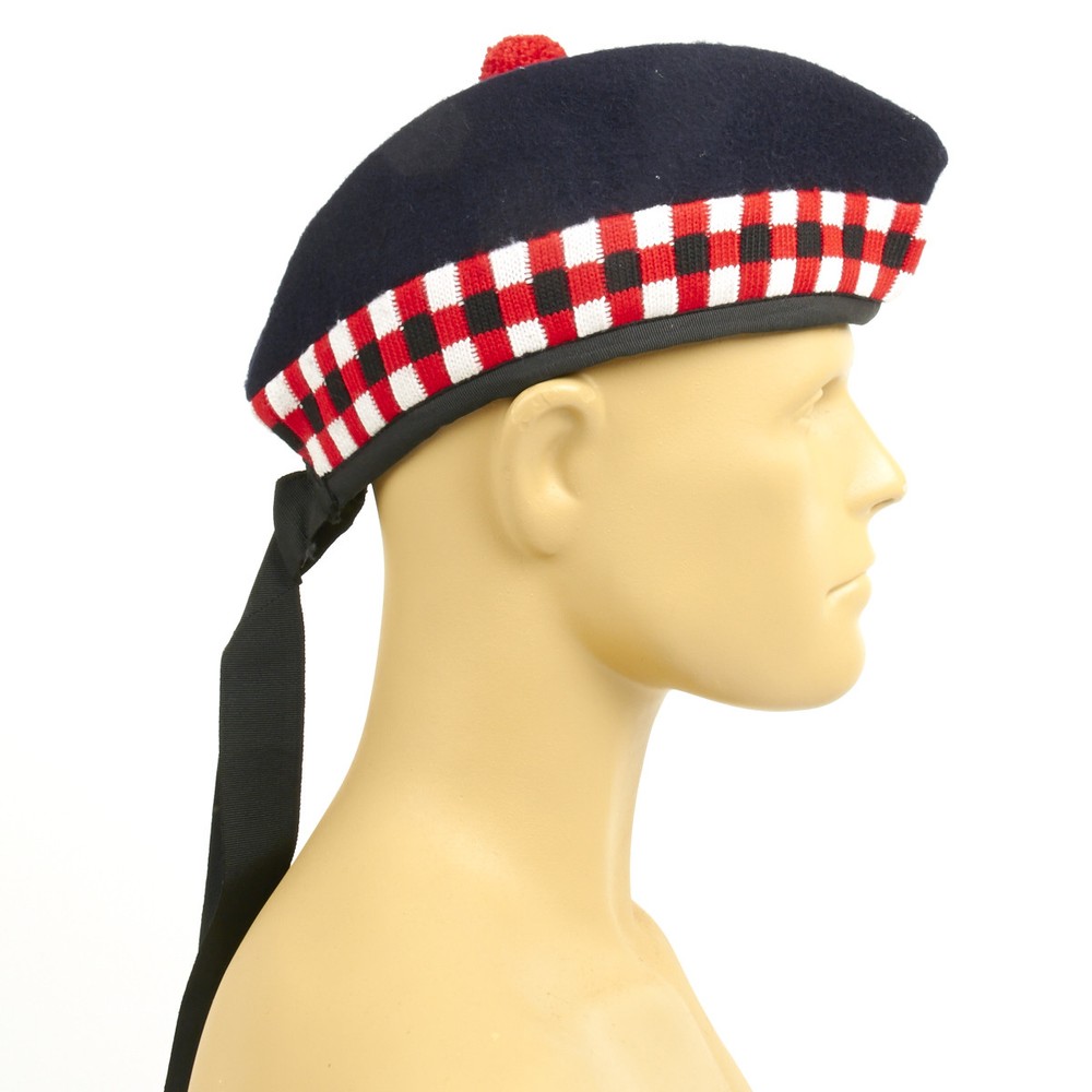 British Glengarry Checker Board Side Cap- Size 7 (56 cm)