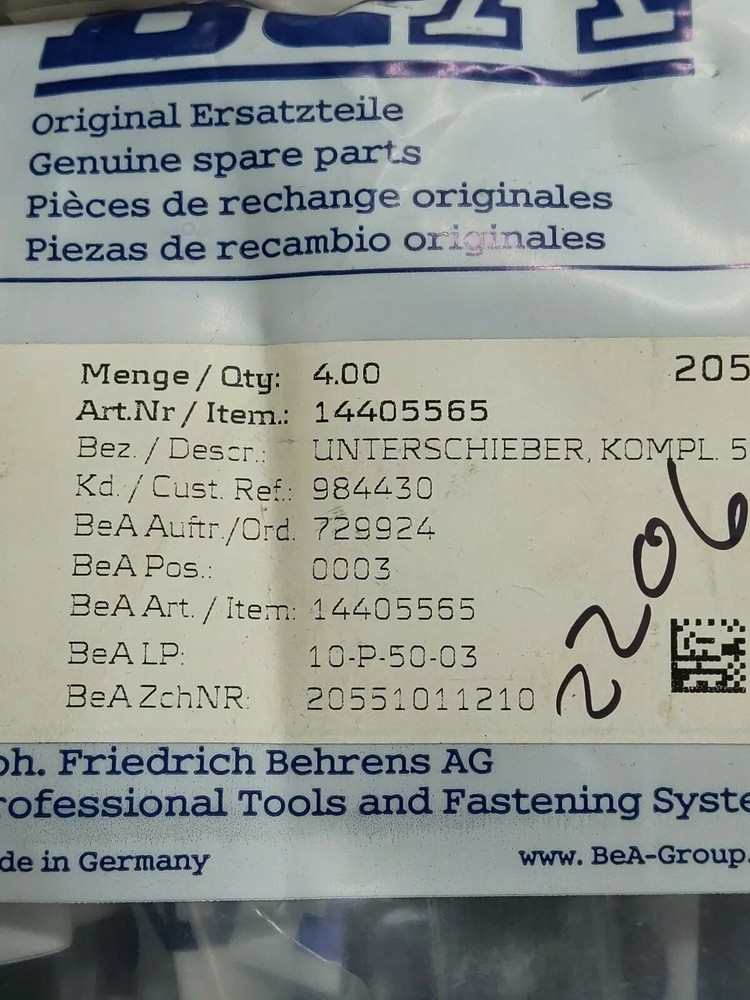 BEA FASTNER BACK NOSE ASSEMBLY 14405565 (NEW)