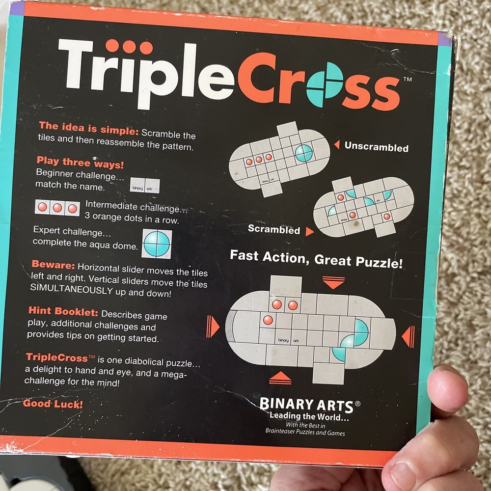 VINTAGE Triple Cross Puzzle Game COMPLETE Binary Arts 1995 Challenges Puzzles
