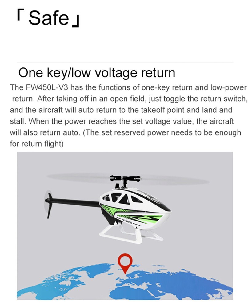Fly Wing FW450L V3 6CH GPS 3D Hovering H1 Flight Control RC RTF/BNF Helicopter