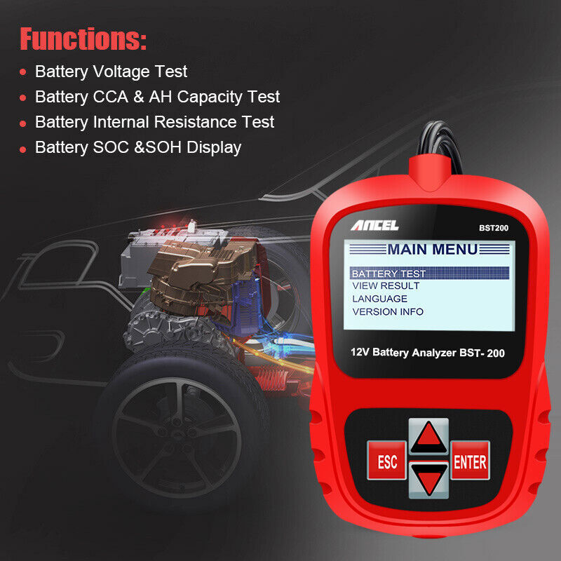 Car Battery Tester 12V 100-1100 CCA Bad Cell Load Tester Tool Digital Analyzer
