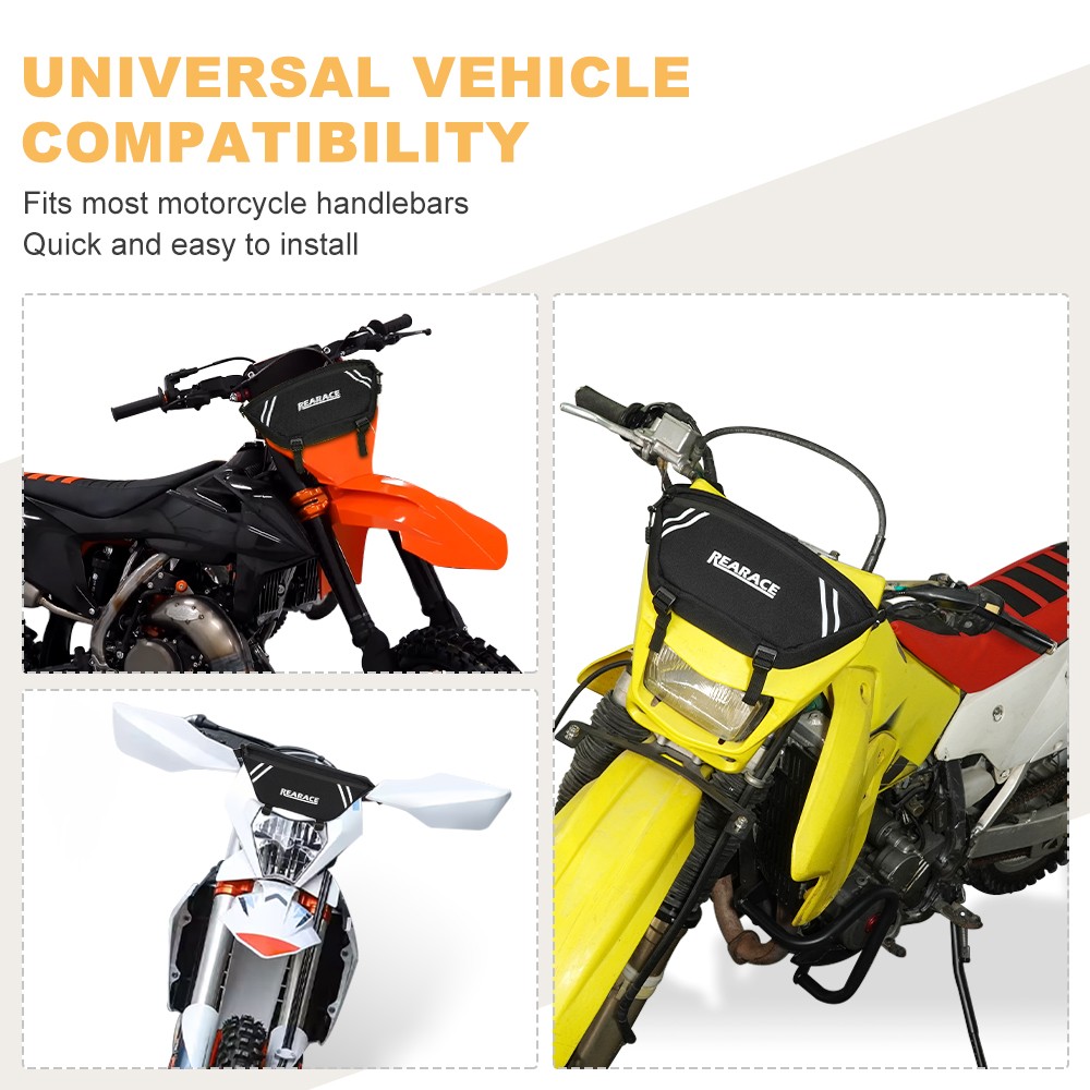 Waterproof Front Storage Bag Black Fit For Universal Motorcycles With Handle Bar