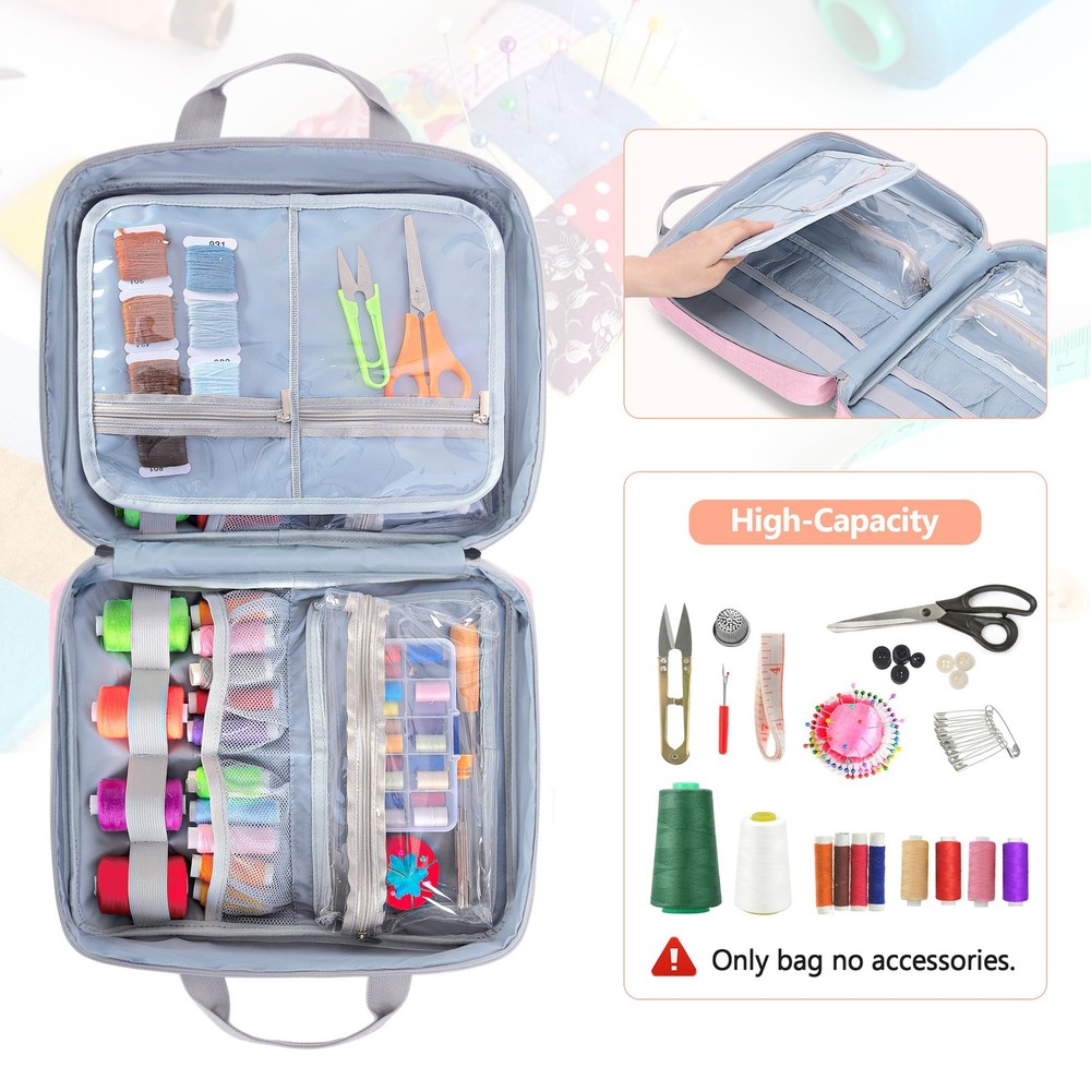 Sewing Storage Organizer with Folio Open Design Sewing Organizer Bag with Ver...