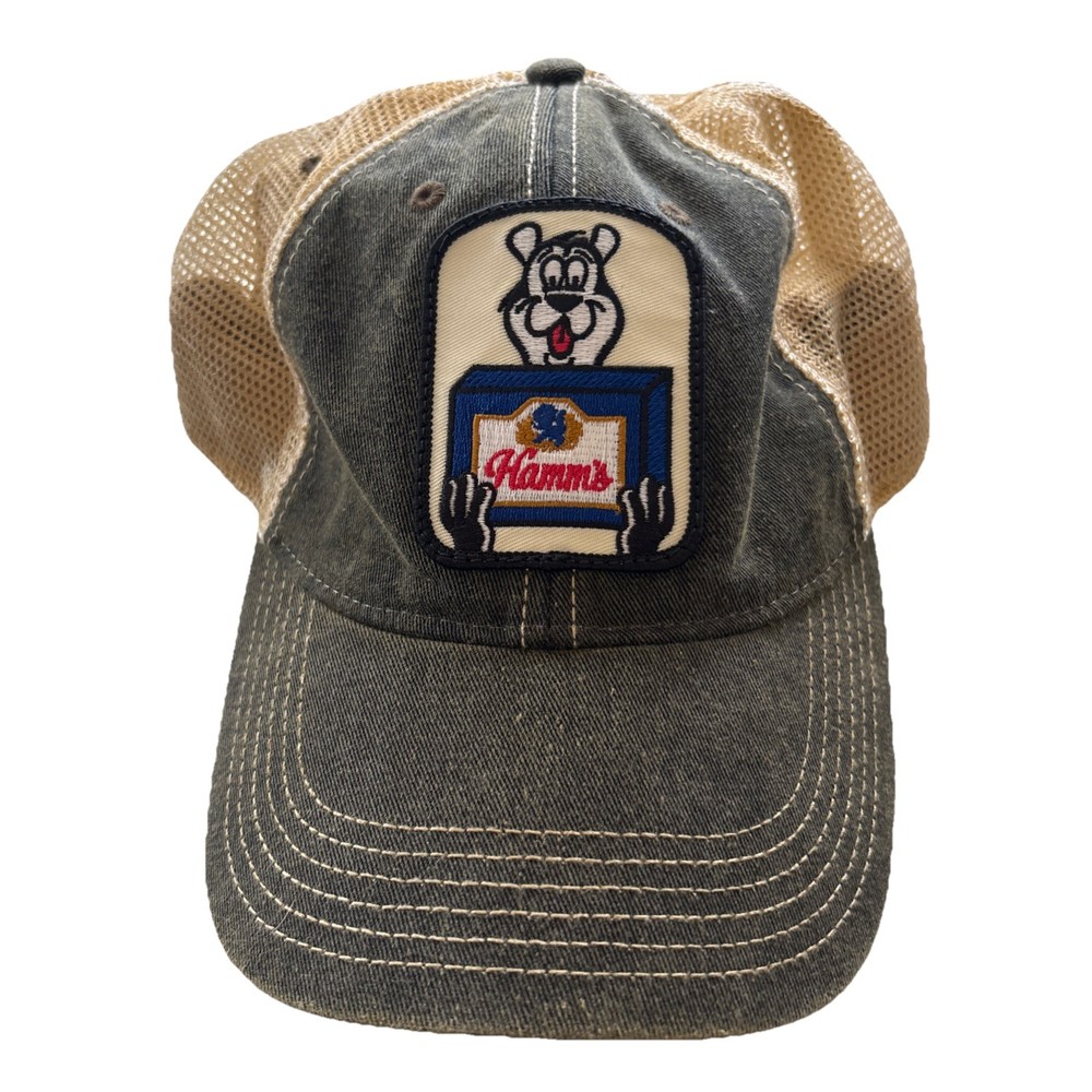 Hamm's Beer Bear Vintage Mesh Trucker Snapback Hat Blue