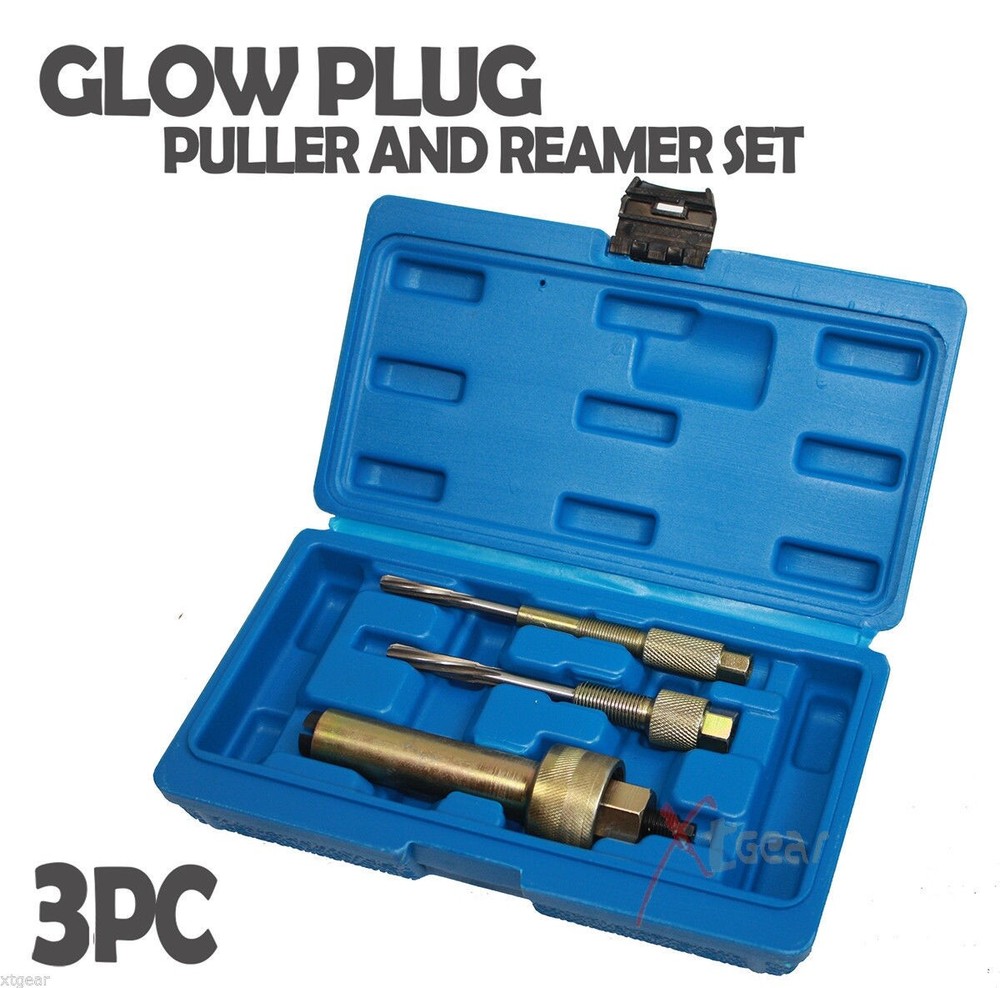 3PC Glow plug Puller & Reamer Kit Tool Garage Auto Laser Diesel Tools