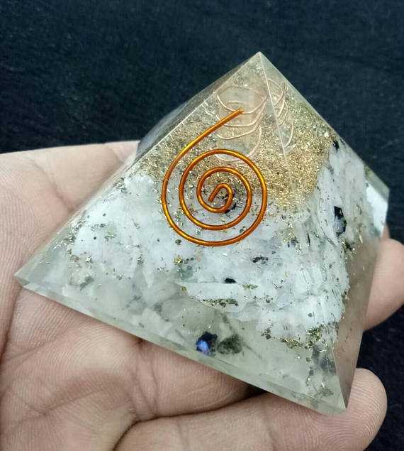 Rainbow Moonstone Healing Chakra Orgone Pyraimids 5cm