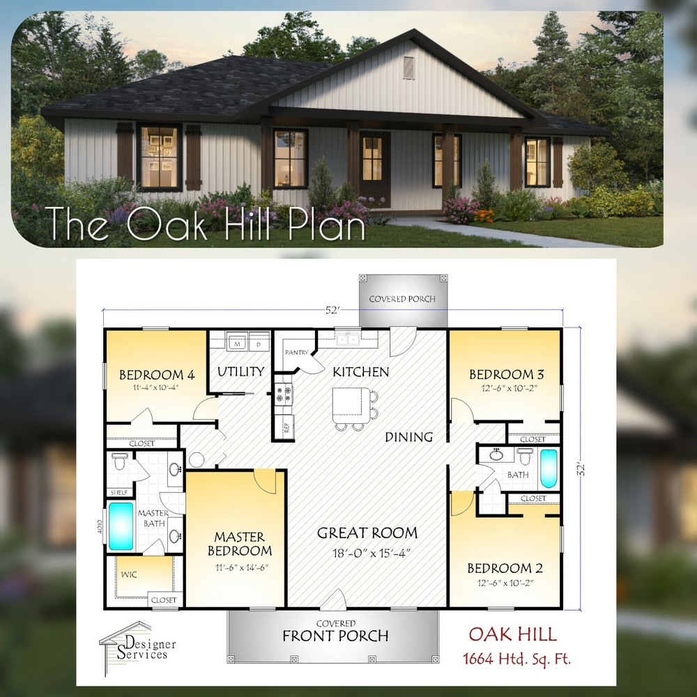 Oak Hill House Plan 1664 Heated Square Feet