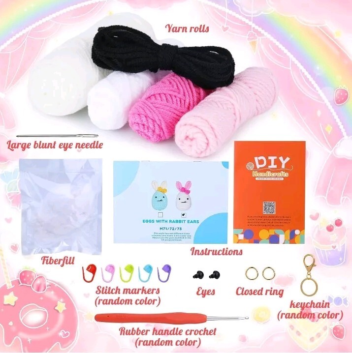 Egg With Rabbit Ears DIY Crochet Kit Easter Decoration