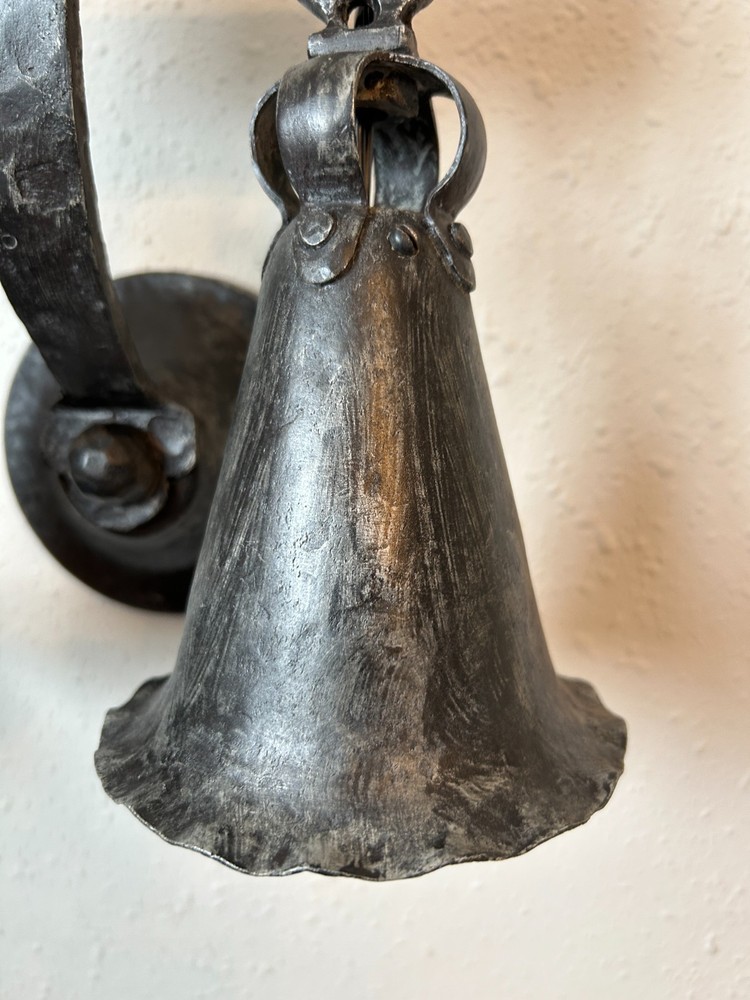 pair 1920-1930's hammered iron Arts & Crafts Gothic sconces