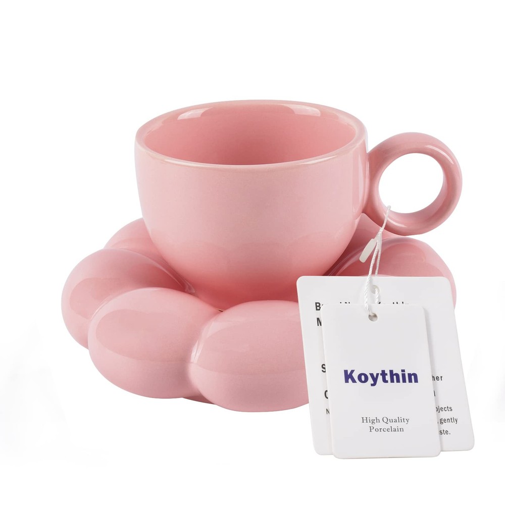 Ceramic Coffee Mug with Saucer Set, Creative Cute Cup with Sunflower Coaster ...