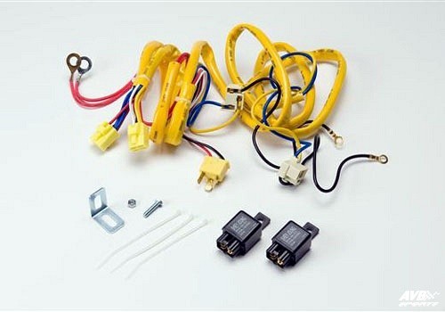4-HEADLIGHT RELAY WIRING HARNESS H4 HEADLAMP LIGHT BULB  SOCKET PLUGS SET