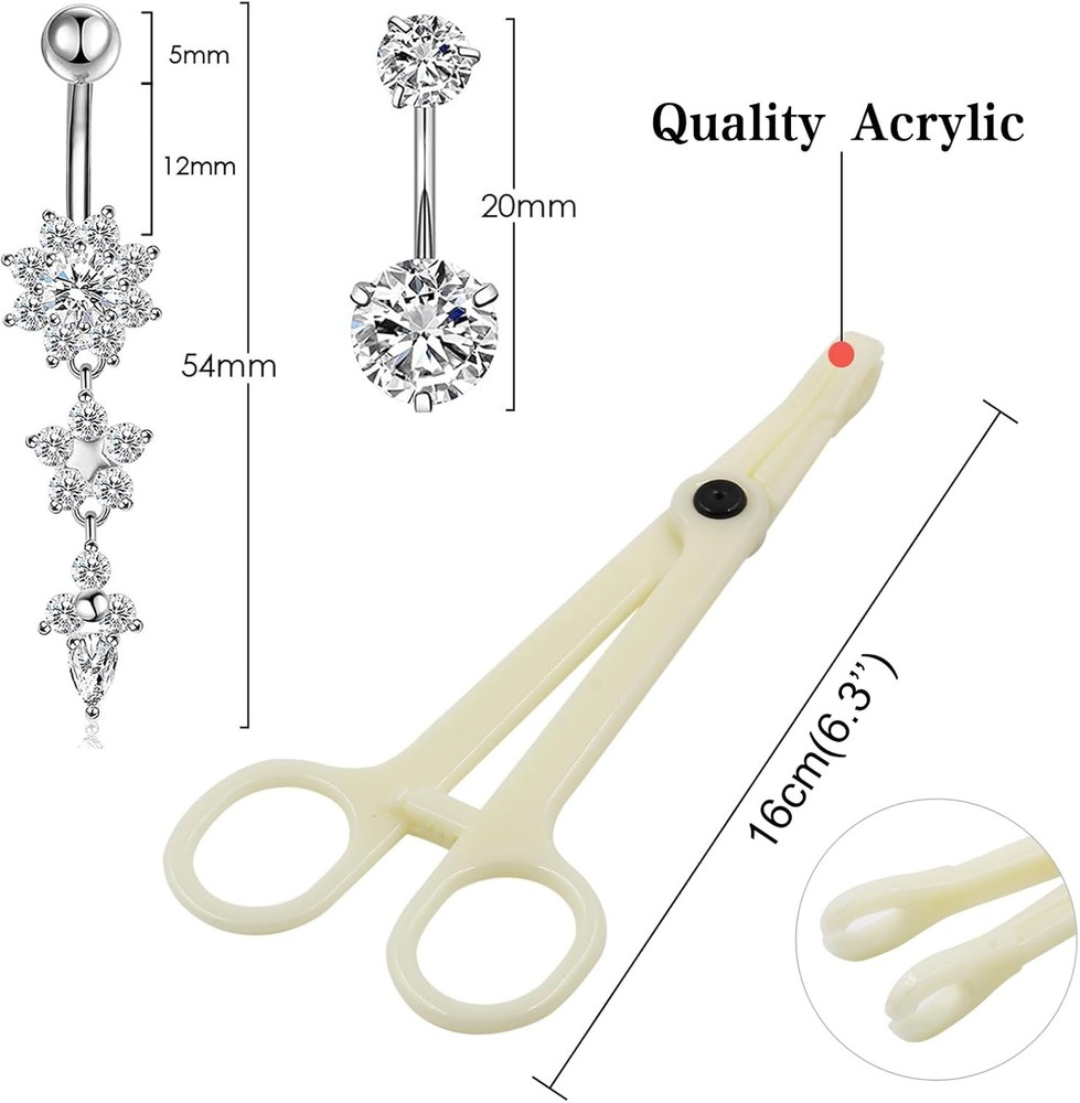 Belly Piercing Kit 13Pcs Button Includes 2Pcs 14G Belly...