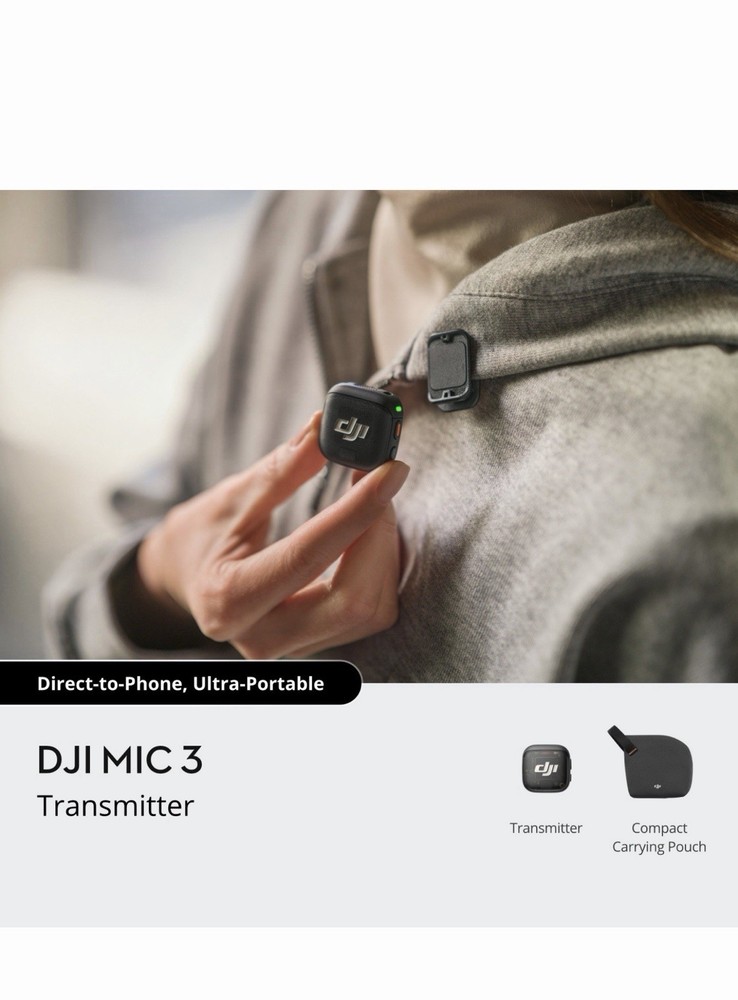 DJI Mic 3 Transmitter Wireless Clip-On Microphone Omnidirectional Universal