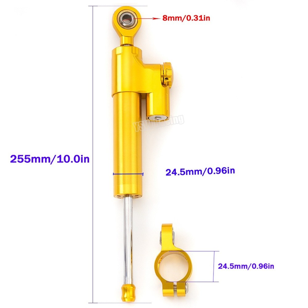 CNC Gold Steering Damper Motorcycle Stabilizer Linear Reversed Safe Control US