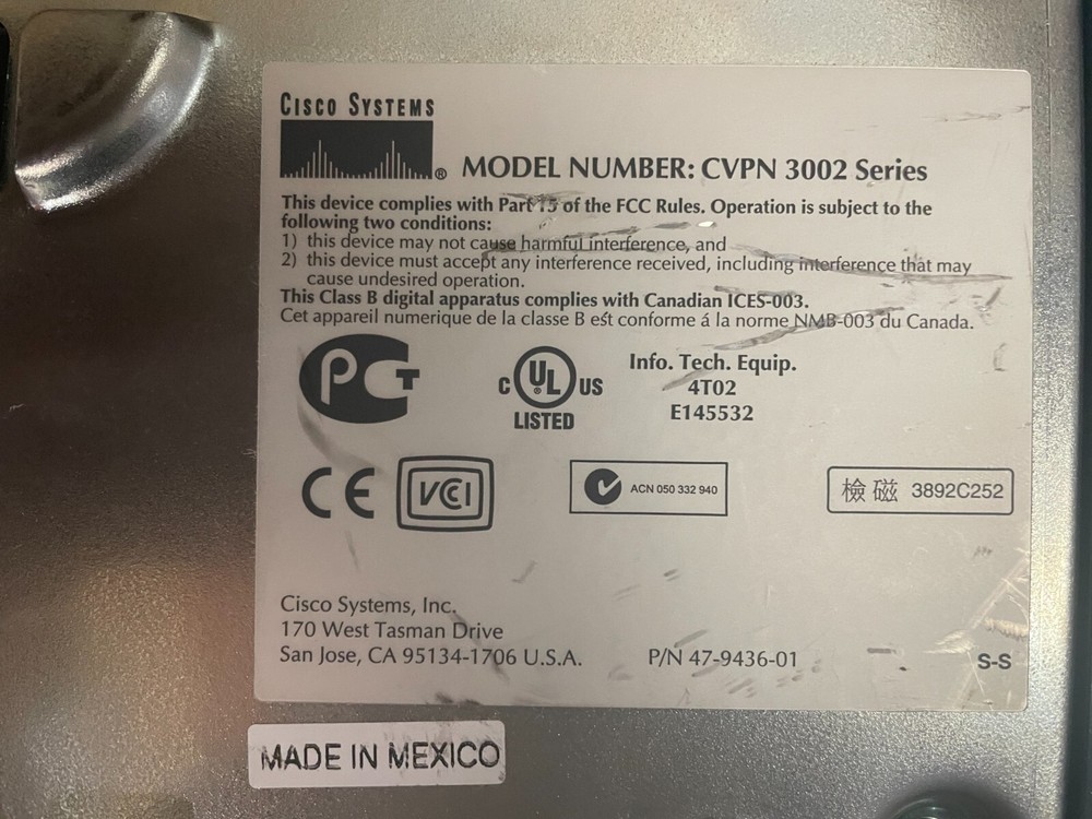 Cisco CVPN3002 Series VPN Gateway