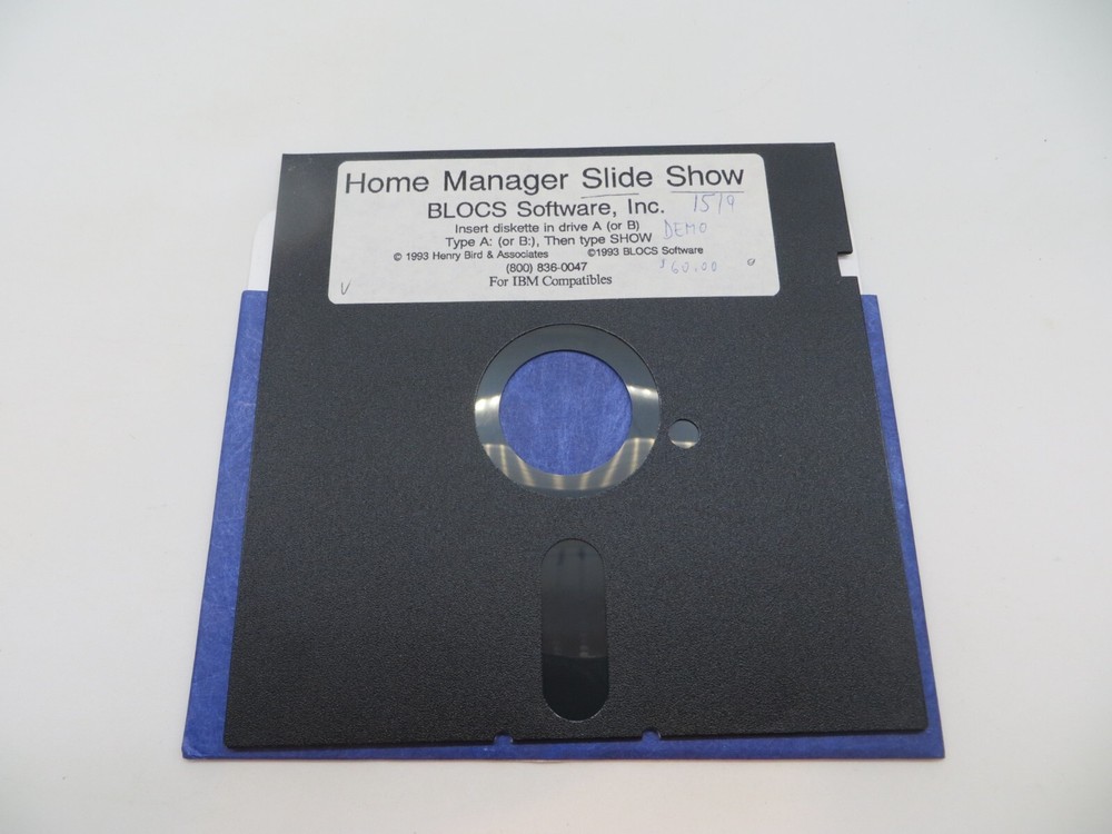 5.25" Floppy Disk HOME MANAGER SLIDE SHOW 1993 BLOCS Software Computer Disc