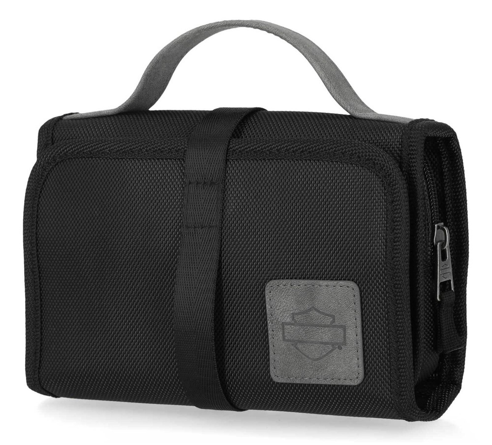 Harley-Davidson Men's Embossed Bar & Shield Logo Hanging Toiletry Kit - Black