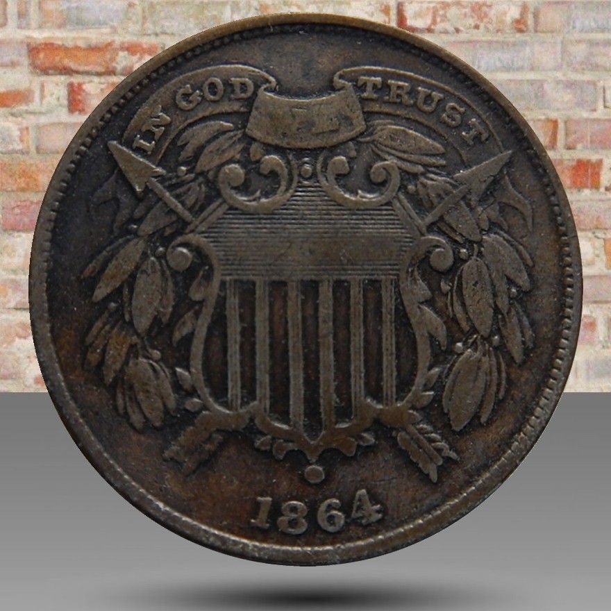 1864 Two Cent Piece 1864 Small Motto VF 🔥🔥🔥