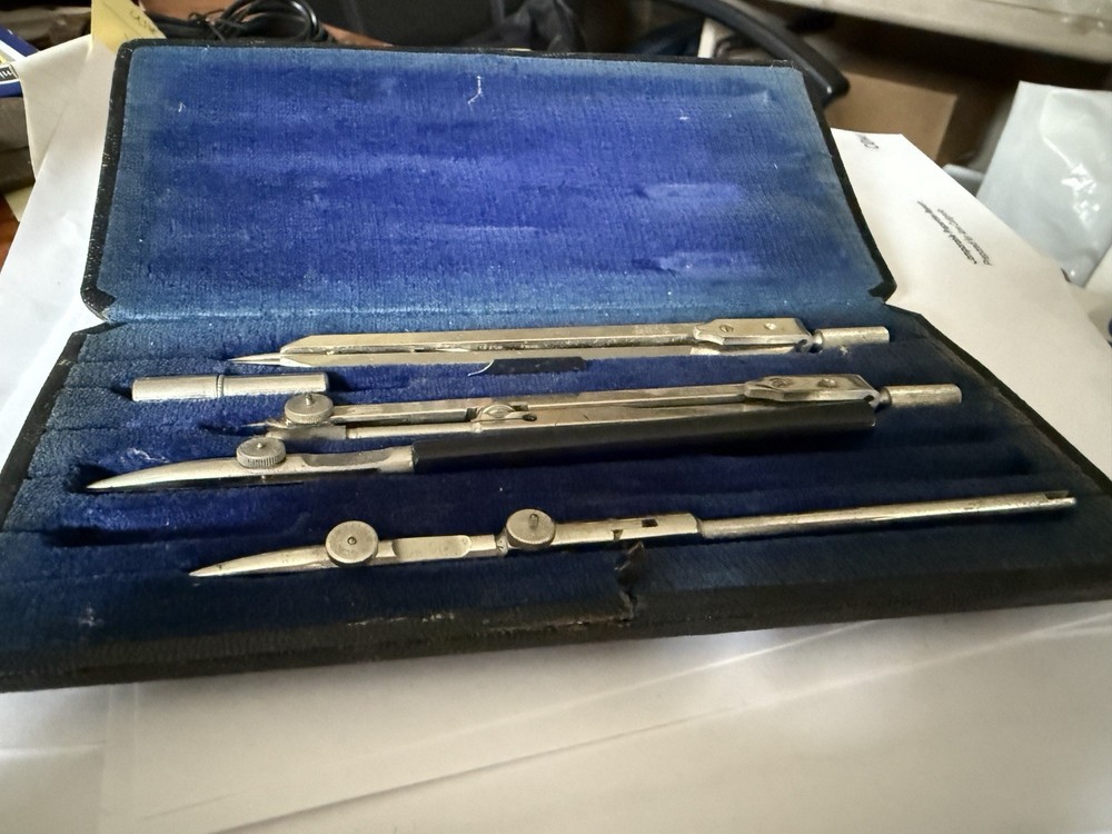 Vintage Drafting Compass Set with Case Made In Germany.