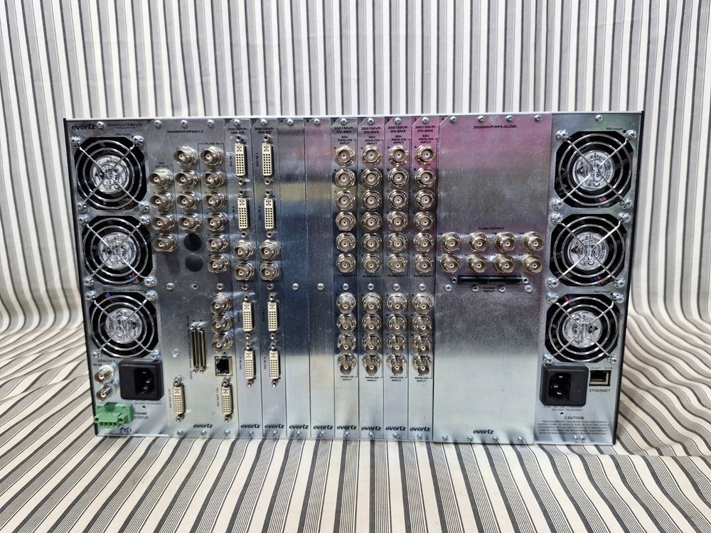 Evertz 3000FR Multi-Image Processor Frame w/ Modules Powers On, Not Fully Tested