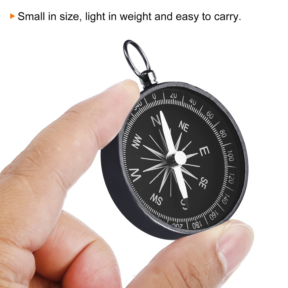 2Pcs Pocket Compass Outdoors Navigation Compass with Key Ring Black