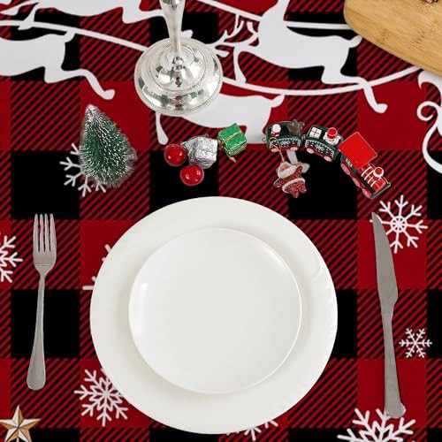 Christmas Tablecloth (red and Black, 70" x 50" (Rectangular) Red and Black