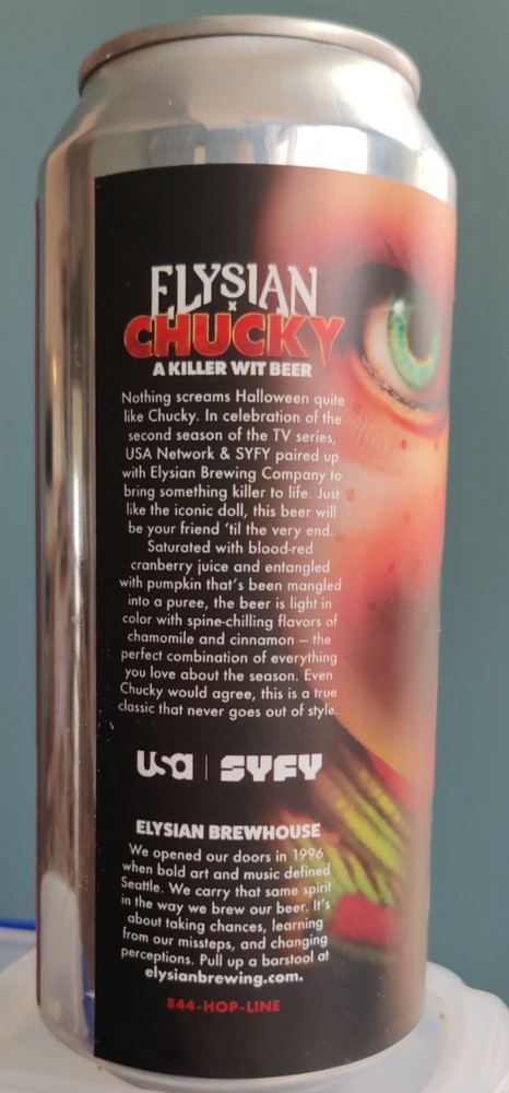 Elysian Chucky Beer Can Empty A Killer Wit Beer