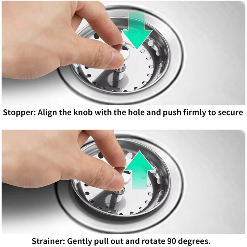 2x Stainless Steel Home Kitchen Sink Drain Stopper Basket Strainer Waste Plug