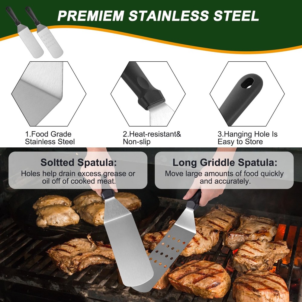 22PCS Griddle Accessories for Blackstone, Flat Top Grill Silver