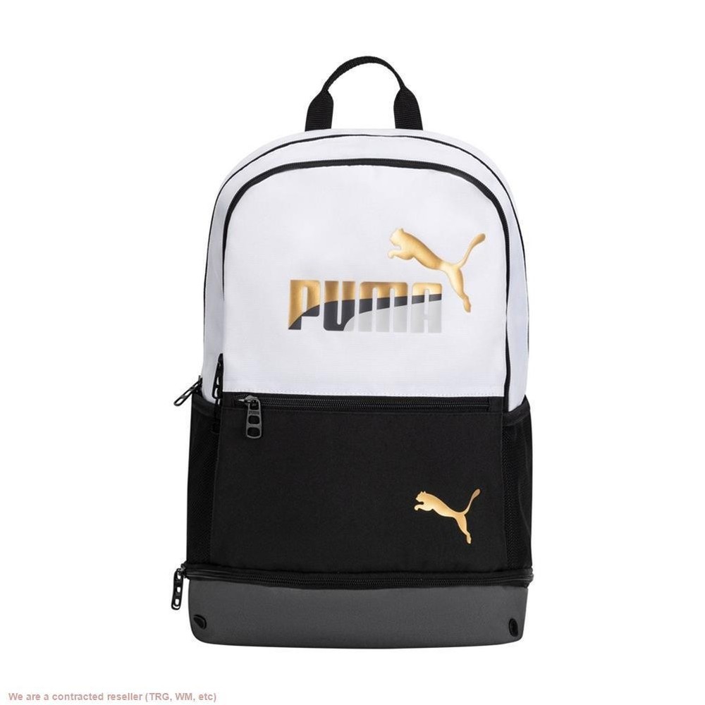 PUMA Kids' Eclipse 18.5" Backpack - Black/White/Gold