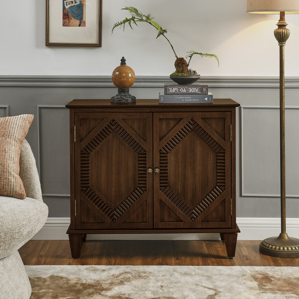 Vintage Wooden Sideboard with Storage Functionality Crafted from Walnut Wood