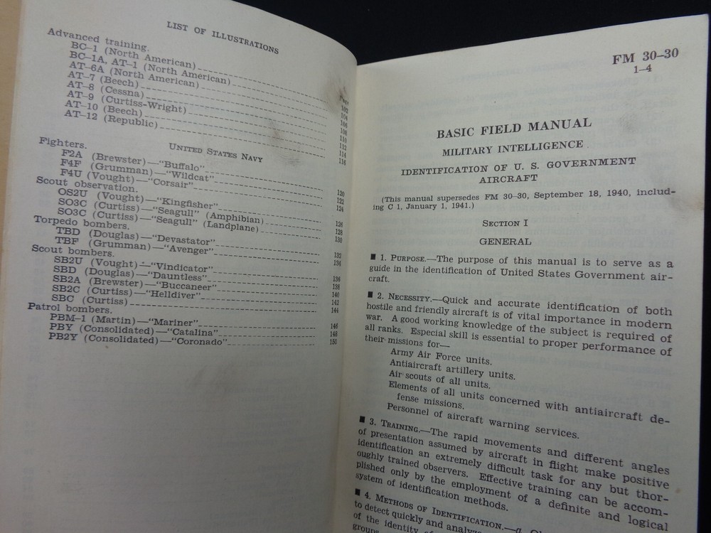 WW2 US WAR DEPT GUIDE "MILITARY INTELLIGENCE" (US Govt AIRCRAFT IDENTIFICATION)