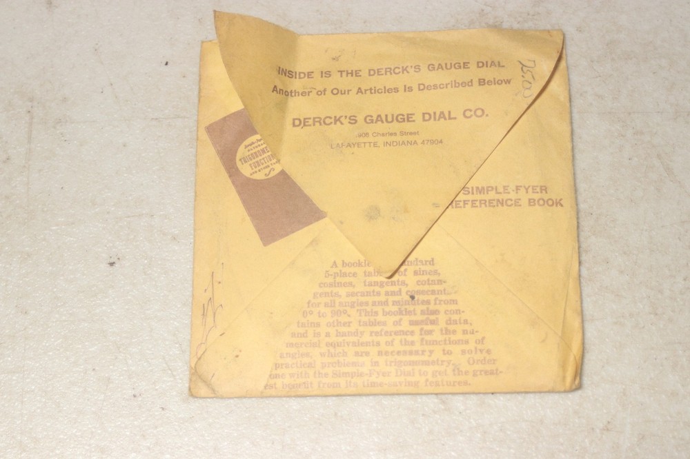 Vintage Derck's Gauge Dial Drill Sizes Threads Tapers & Angles