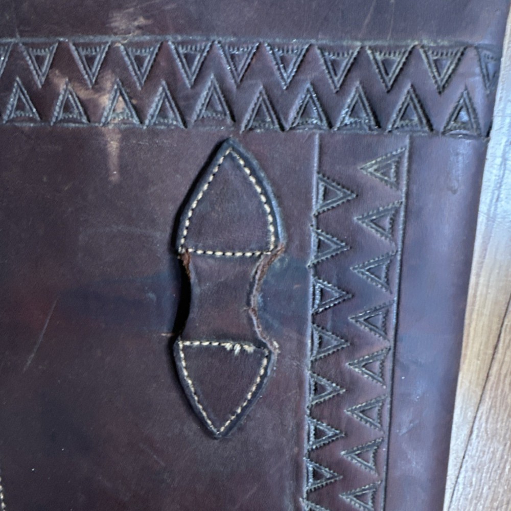 V.L. & A. Brown Leather Rifle Gun Sleeve/Drawstring Closure Saddle Strap Broken