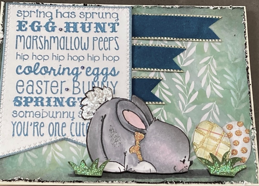 EASTER - Bunny with Easter Eggs - handmade card by DEE