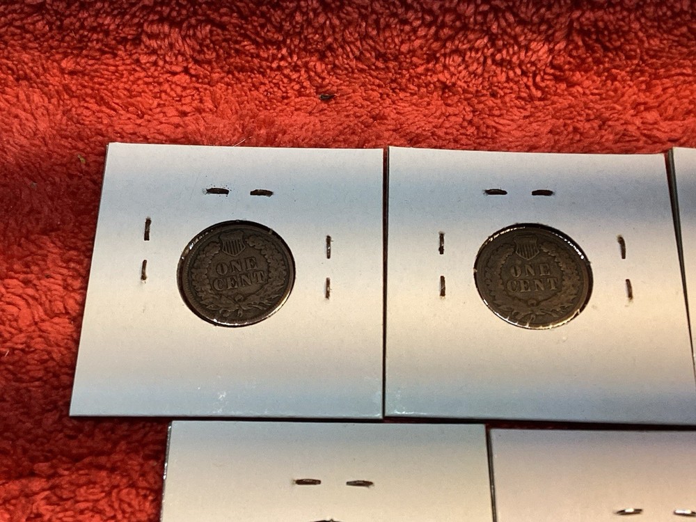 FIVE 1893 INDIAN HEAD PENNIES